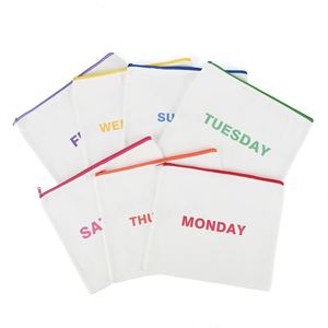 Durable Custom Blank Plain Week Letter Canvas Cosmetic Zipper Pouch Travel Toiletry Makeup <b>Storage</b> Bag for Promotional Gift - Product Image 2
