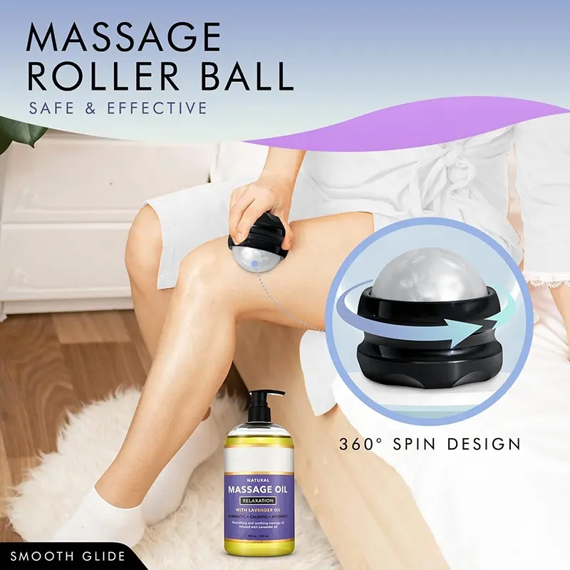 Cellulite Sore Muscle Lavender Relaxation Massage Oils with Roller Massage Ball and Massager Mitt