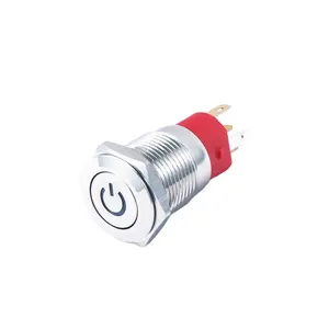 SHENGLEI 16mm Power symbol led Waterproof IP67 Illuminated ON OFF Stainless Steel Momentary/Latching Metal Push Button Switch