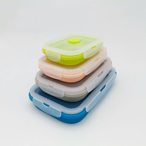 折りたたみ式気密真空シールシリコンランチボックスフリーザー電子レンジ対応食品保存容器フルーツ残り物用 - Product Image 1