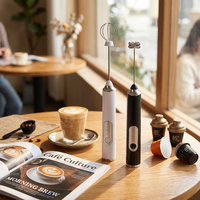 Mixeur à boissons portatif multifonction haute vitesse pour les voyages, le bureau, le camping, mousseur à lait professionnel, mousseur à crème électrique 4 en 1