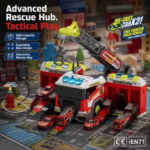 Camión <span class=keywords><strong>de</strong></span> <span class=keywords><strong>Bomberos</strong></span> <span class=keywords><strong>de</strong></span> Juguete, Vehículo Transportador, Set <span class=keywords><strong>de</strong></span> Coches <span class=keywords><strong>de</strong></span> Aleación Fundida a Presión, Sistema Multicarril, Estación <span class=keywords><strong>de</strong></span> Juego <span class=keywords><strong>de</strong></span> Rescate, Regalo Educativo para Niños - Product Image 1