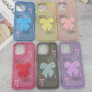 Funda para Teléfono con Diseño de Corazón y Lazo para Modelos Redmi, Xiaomi, Huawei y Android, Diseño Coqueto y Lindo, Parte Trasera Brillante, Parachoques Protector, Venta al Por Mayor - Product Image 1