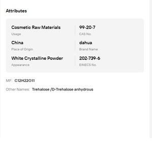 D-Trehalosa Anhidra en Polvo CAS 99-20-7 99% de Pureza, Grado Cosmético USP, Grado Alimentario Industrial, Edulcorante y Estabilizador - Product Image 6