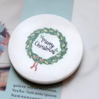 Nouveau produit cadeaux promotionnels de Noël impression couleur personnalisée écologique sous-verre en marbre de forme carrée ronde blanche de Carrare