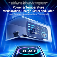 Chargeur électrique intelligent AI 100W PD GaN avec 2 ports Type-C et 1 port USB pour téléphones mobiles et ordinateurs portables - Chargeur rapide