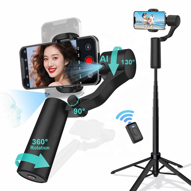 1.8M Smart AI Selfie Stick Phone 360 Rotate Auto Face Tracking Gesture Control Gimbal for Vlog Recording Content Creator