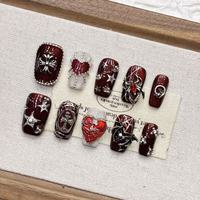 Faux ongles courts faits main pour Halloween, ongles artificiels de haute qualité à presser, design atmosphérique, lot de 10 pièces