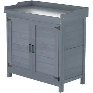 Outdoor Garden Patio Wooden Storage Cabinet Furniture Waterproof Tool Shed com Potting Benches Outdoor Work Station Table