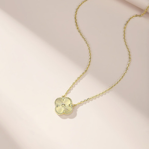 Collar de Plata de Ley S925 con baño de Rodio, Trébol de Cuatro Hojas, Colgante Floral Láser, Cadena de Clavícula de Lujo Ligero, Regalo para Fiesta - Product Image 4