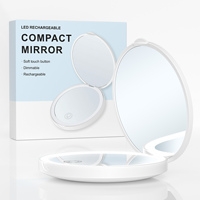 Miroir Compact à LED personnalisable, miroir rond de poche de voyage, miroir bon marché Double face avec grossissement 10x