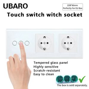 Interruptor Táctil Combinado Tipo 228 con Panel de Vidrio, Control Táctil de 3 Vías para Caja Redonda Europea/Rusa - Product Image 4