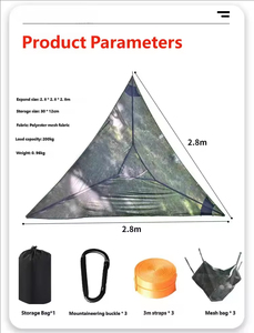 Hamaca Triangular de Malla Elástica de Nailon Negro, Transpirable, para Camping y Senderismo, para 2 Personas, Capacidad de 200 kg, para Todas las Estaciones - Product Image 3