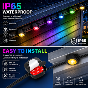 Envío Gratis desde Almacén en EE. UU., Luces Puntuales Permanentes <span class=keywords><strong>RGB</strong></span> Blancas de 50 pies, Controladas por Aplicación, con 16 Millones de Colores y Efectos - Product Image 6