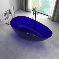 Baignoire ovale autoportante en résine transparente, design moderne et minimaliste, colorée, pour B&B, hôtels, petites maisons, sur mesure