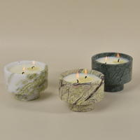 Bol en marbre travertin rond de luxe pour la décoration de la maison, porte-bougie, sept bougies colorées uniques avec couvercle