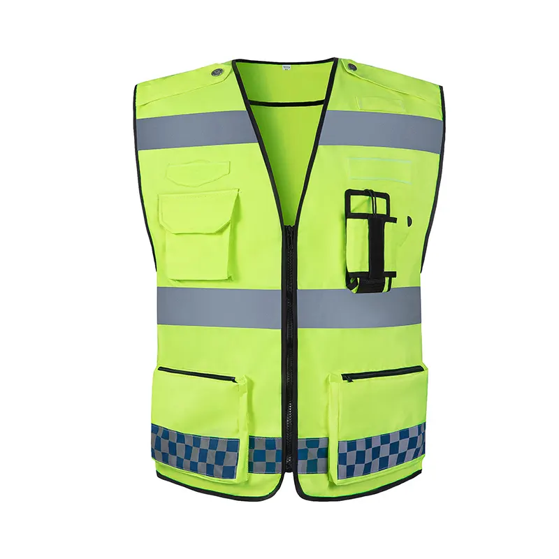 HCSP — gilet de sécurité réfléchissant, avec poches, pour le travail sur route