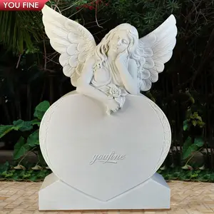 Natural Stone Marble Angel Heart Tombstone Granite Monument