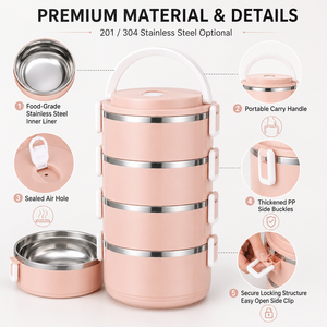 Multi-Layer Stainless Steel <b>Lunch</b> <b>Box</b> Bento <b>Box</b> Insulated Leak-Proof Portable Food Container for Kids Students Adults - Product Image 2