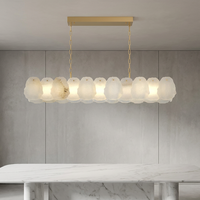 Lustre de plafond moderne de luxe pour cuisine, en marbre d'albâtre décoratif, rectangulaire, pour salle à manger et salon, luminaires suspendus