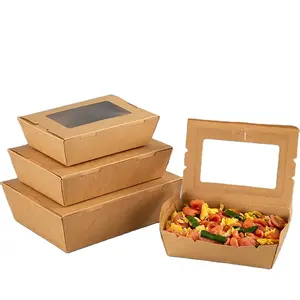 2024 hot sell Paper Box Manufacturer Custom Kraft Paper box with window take away food packing