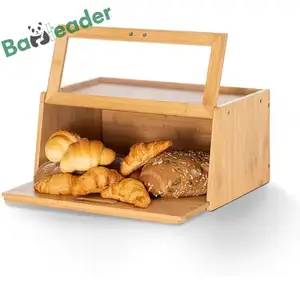 Ahşap ekmek kutusu ekmek saklama kabı ekmek kutusu özel yüksek kaliteli kolay açılır bambu gıda kapları karton çok fonksiyonlu