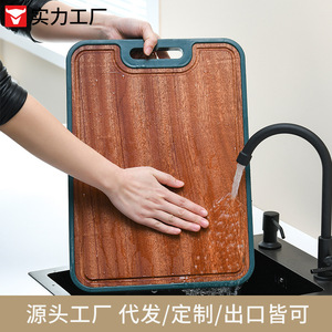 Tabla de Cortar de Ébano Grueso con Acero Inoxidable 304, Doble Cara Antideslizante, Rectangular, para Cocina y Vegetales - Product Image 4