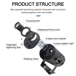 200W IP65 không thấm nước ngoài trời tường mặt tiền quảng cáo ánh sáng gobo máy chiếu xoay Logo hiển thị LED Nguồn nhôm lạnh trắng - Product Image 4