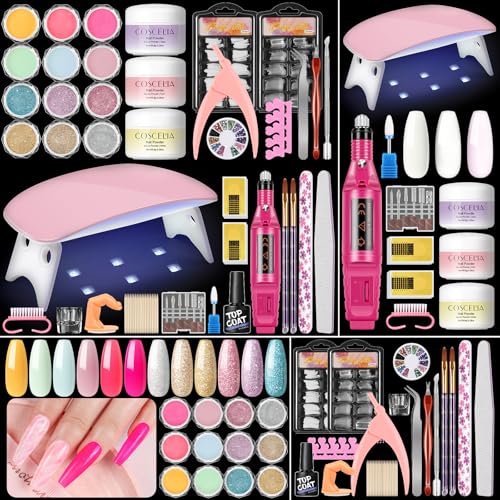 Kit de uñas acrílicas con taladro y luz.