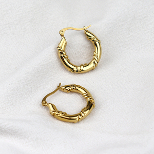 Pendientes de Aro Gruesos de Acero Inoxidable con Baño de Oro de 18K, Diseño <span class=keywords><strong>Irregular</strong></span> y Moderno, para Mujer, Regalo de Boda - Product Image 1