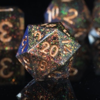MINI PLANET Jeu de dés polyédriques en résine personnalisée de 7 pièces, fabriqué à la main, Dragon&Dungeon, jeu de société DND avec des bords tranchants