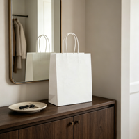 Sac en papier blanc de haute qualité résistant aux déchirures, fabriqué directement par l'usine YIpin Yinji, pour les restaurants, emballage écologique à emporter, 0605X017