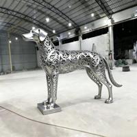 Sculpture de chien personnalisée en acier inoxydable 304 découpée au laser, décoration extérieure pour place publique, personnalisable B2B, résistante aux intempéries, art miroir tendance