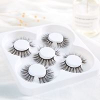 Vente en gros de faux cils 3D en fibres synthétiques noires, 5 paires, faits à la main, réutilisables 25-30 fois, épaisseur 0,07 mm, marque privée