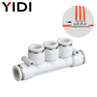 Raccord rapide à cinq voies PK YIDI en caoutchouc nitrile et métal pour tuyau d'air 4mm 6mm 8mm 10mm 12mm