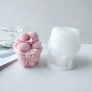 Três tipos de cesta de flores silicone molde aromaterapia vela molde DIY flor cesta handmade gotejamento cola gesso ornamento moldes