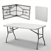 Vente en gros à prix réduit de vente de repas en plein air empilable dans le jardin pour restaurant table pliante en plastique blanc PE-HD pour fête