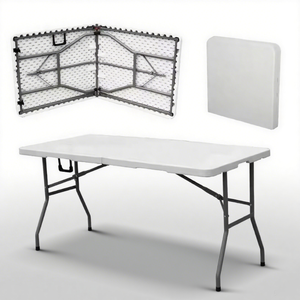 Bán Buôn Giá Rẻ Giá Bán Ngoài Trời Vườn Có Thể Xếp Chồng Nhà Hàng Ăn Uống Nhựa Trắng HDPE Gấp Bảng Cho Đảng - Product Image 1