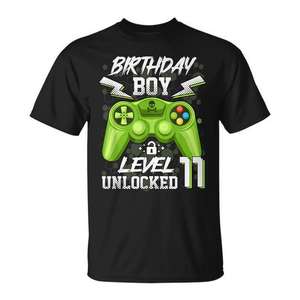 Camiseta para niños gamers de 11 años con diseño de videojuego desbloqueado de nivel 11 - Product Image 1