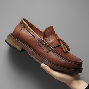 High-quality new platform square-toe lace-up party men's leather <b>shoes</b>, lightweight, anti-slip, breathable and durable. - Product Image 1