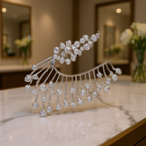 ต่างหูรูปดอกไม้ชุบทองคำขาวประดับคริสตัลไรน์สโตนสำหรับผู้หญิงเครื่องประดับงานปาร์ตี้สไตล์โบฮีเมียนสีเงินอัลลอยด์แฟชั่น - Product Image 2