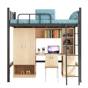 Litera Alta de Metal Individual <span class=keywords><strong>con</strong></span> <span class=keywords><strong>Escritorio</strong></span> y Silla, Diseño de Sistema de Taquillas para Muebles de Dormitorio de Hostal Juvenil y Estudiantes - Product Image 2