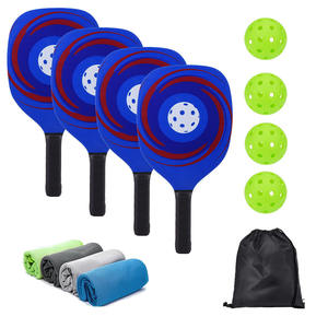 Juego de palas de pickleball, 4 raquetas, 4 pelotas, 4 toallas, 1 bolsa, equipo deportivo ligero para exteriores, para entretenimiento, juegos de playa - Product Image 1