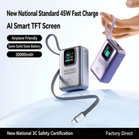 Batterie externe semi-solide MH857A avec écran TFT carré AI, testée à la chute de 10 mètres, 20000 mAh, charge rapide PD 45W/65W pour 4 appareils