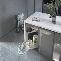 Meubles de cuisine modernes avec plateau pivotant, rangement d'angle intelligent, ensemble complet de meubles de cuisine à fermeture amortie