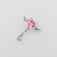 Nouvelle mode accessoires corporels acier inoxydable Zircon coeur ventre anneau ailes barre incurvée femmes percé nombril ongles