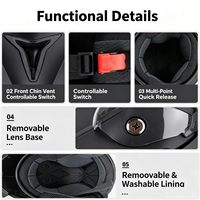 Casque de moto modulaire à visière relevable, système à double visière, coque en ABS, 4 options de couleur de visière, design unisexe, double usage sport et route