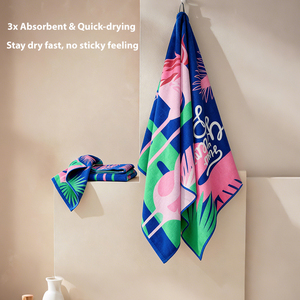 Serviette <span class=keywords><strong>de</strong></span> plage en microfibre imprimée, <span class=keywords><strong>double</strong></span> face, respirante, séchage rapide, sans sable, pour l'été, la piscine et le <span class=keywords><strong>soleil</strong></span>. - Product Image 5