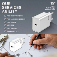 Adaptateur d'alimentation universel à charge rapide USB C 20W Type-C intelligent 3A PD QC3.0 avec prise EU, certifié CE ROHS FCC, ignifuge