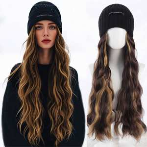 วิกผมยาวหยิกแบบเฟนเดียน พร้อมผมหน้าม้าปัดข้าง ขนาด 22 นิ้ว หมวกไหมพรมถัก สีขาว สไตล์ไม่ต้องใช้กาว ผมสังเคราะห์คาเนคาลอน - Product Image 4